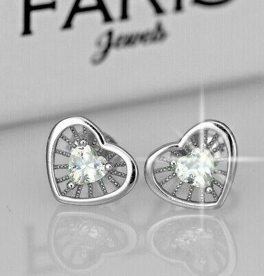 925 Sterling Silver Cubic Zirconia CZ Heart Web Stud Earrings Jeweller Gift Box - Faris Jewels