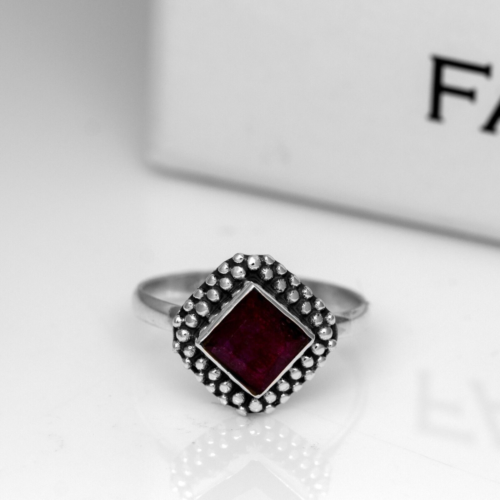 Sterling Silver Cushion Labradorite Moonstone Amethyst Gemstone Ladies Ring