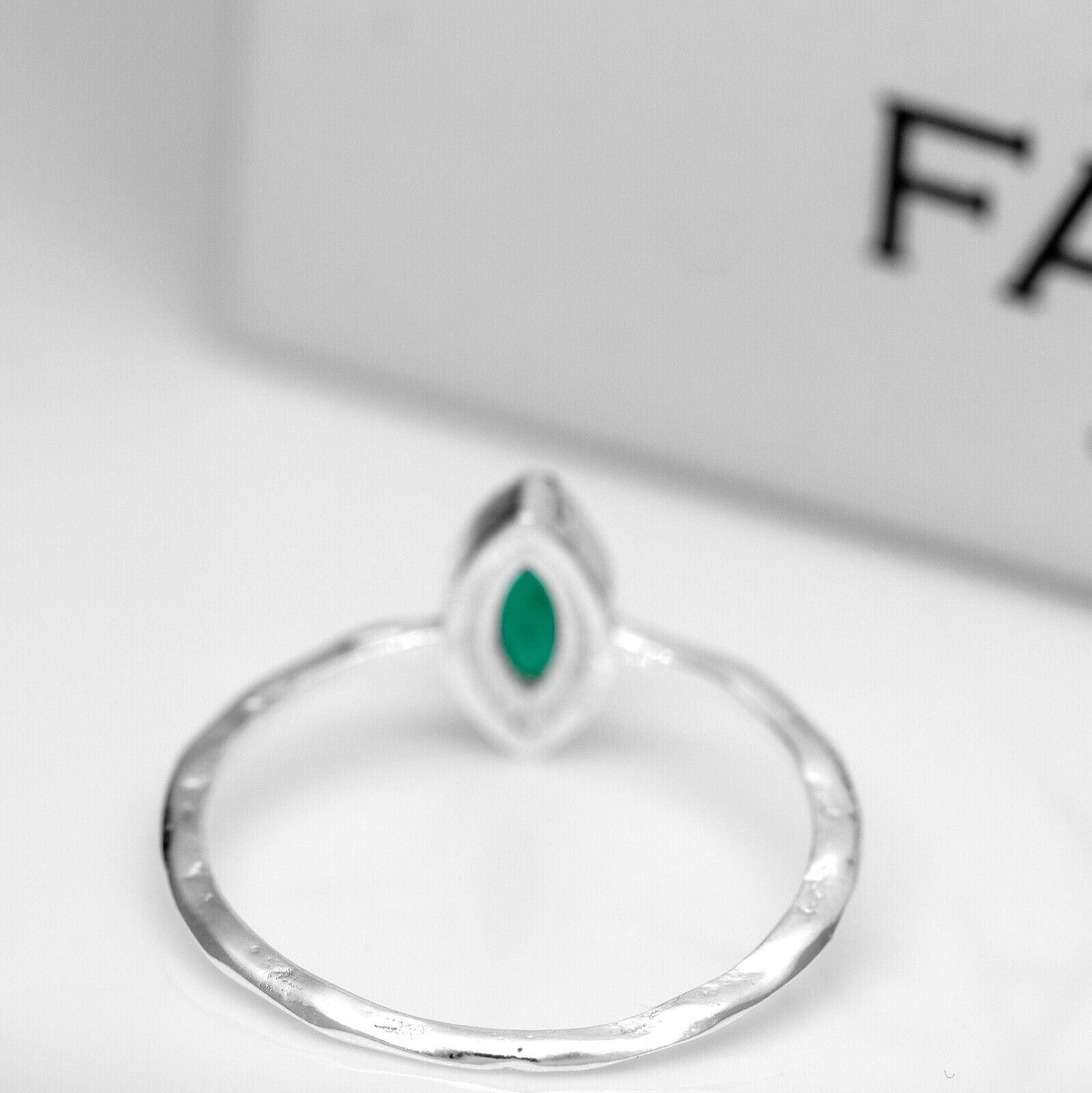 Dainty Sterling Silver Green Onyx Ring Ladies Marquise Gemstone Jewellery Gift