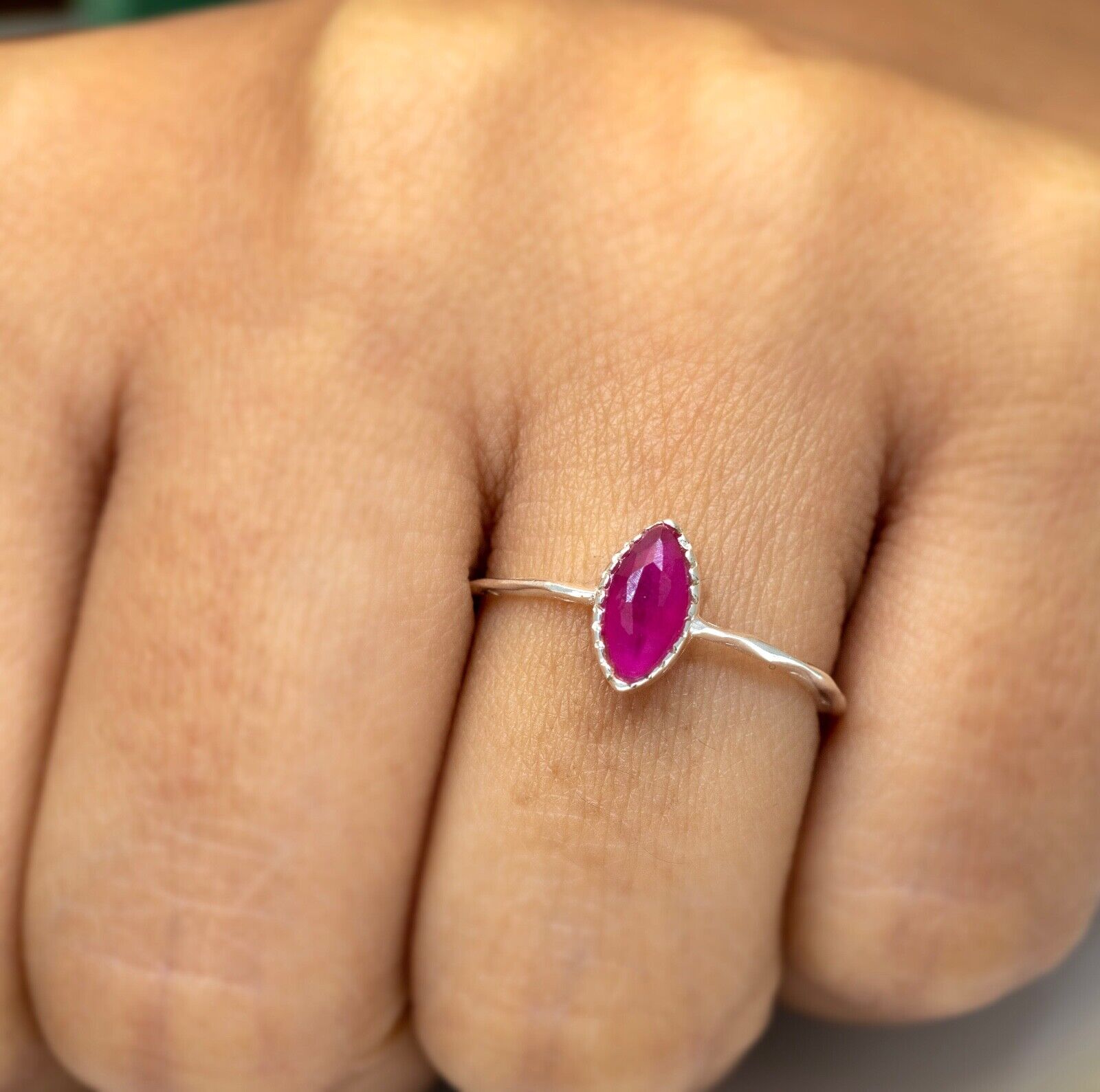 Shop Dainty Sterling Silver Lab Created Ruby Ring Ladies Marquise ...