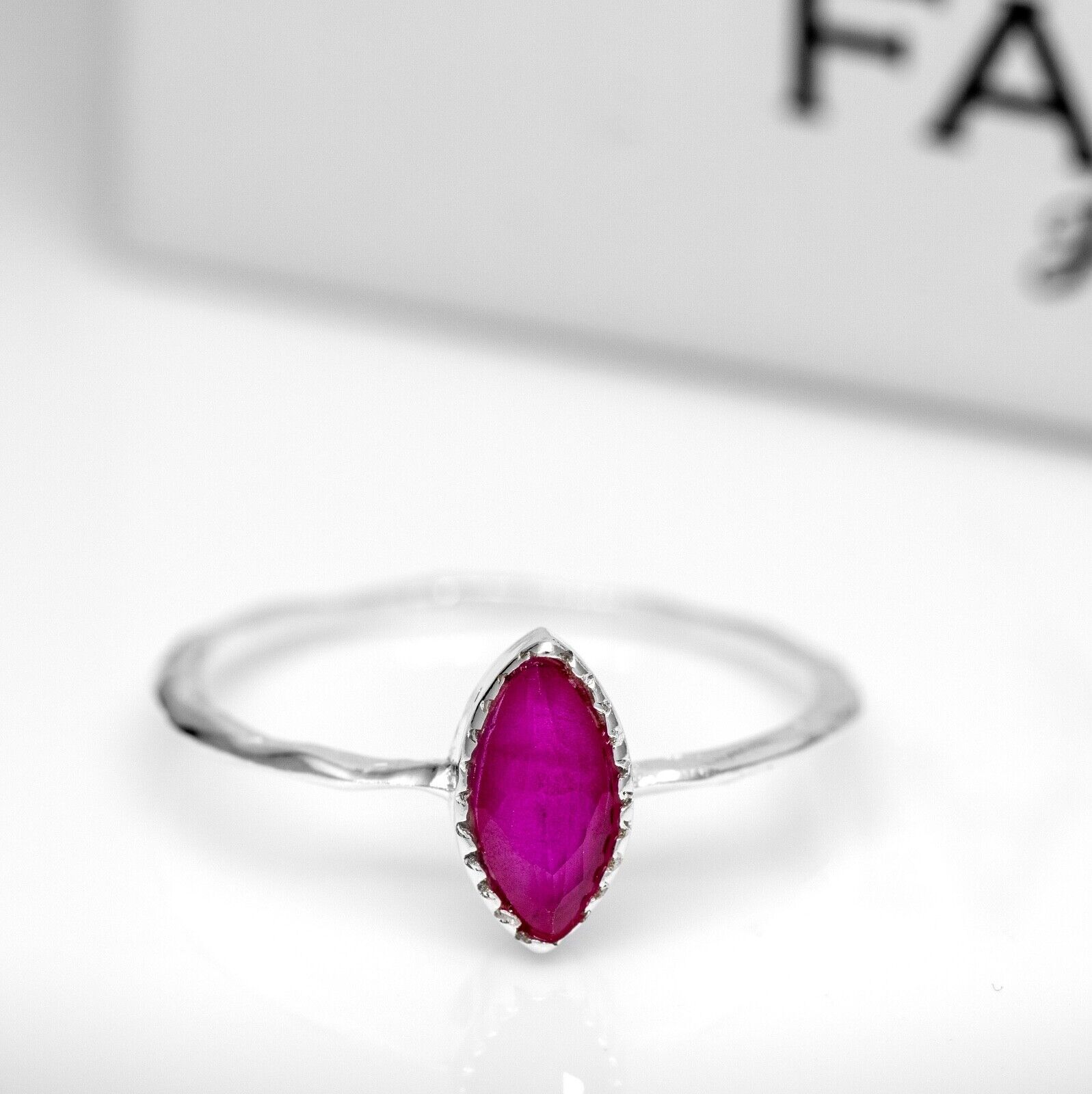 Dainty Silver Ruby Ring for Ladies | Faris Jewels