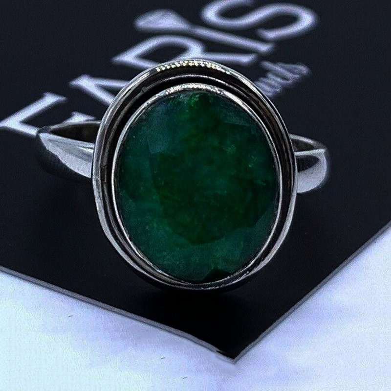 Designer 925 Sterling Silver Ladies Emerald Oval Ring Green Gemstone Jewellery