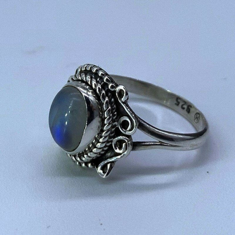 Designer 925 Sterling Silver Ladies Moonstone Oval Gemstone Ring Gift