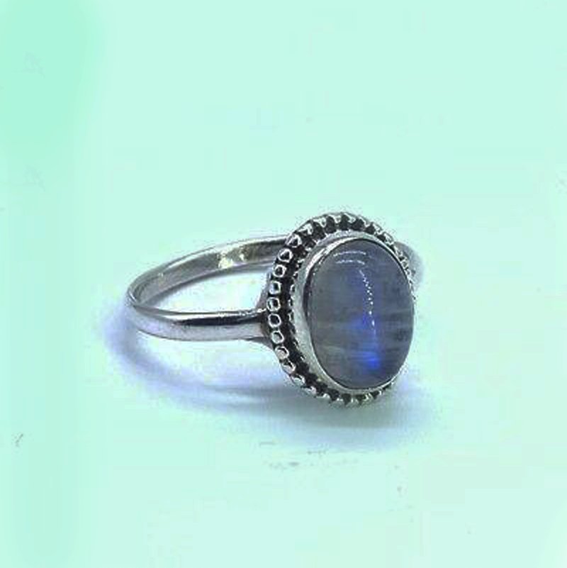 Designer 925 Sterling Silver Ladies Moonstone Oval Stone Gemstone Ring Gift