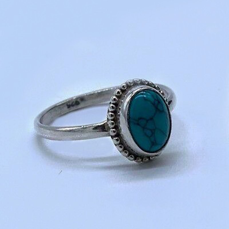 Designer 925 Sterling Silver Ladies Turquoise Oval Ring Gemstone Ideal Gift