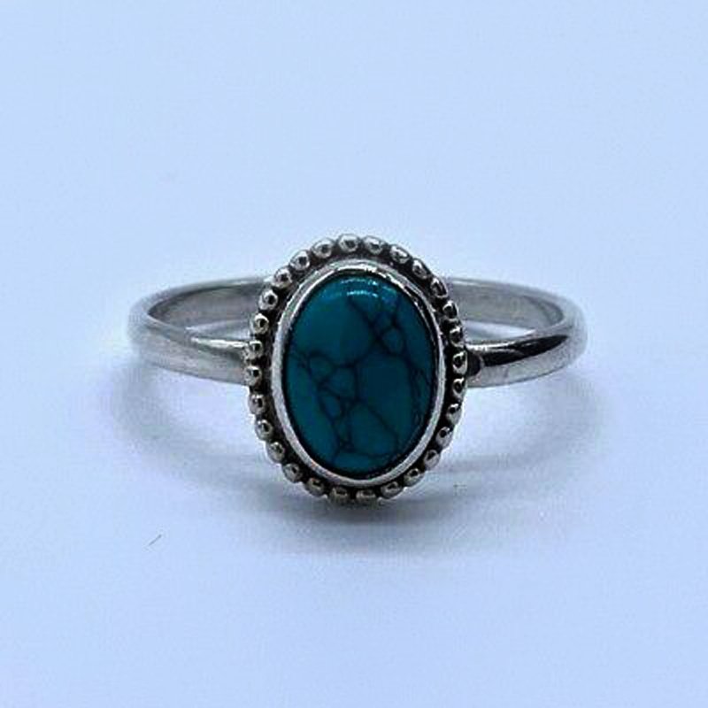 Designer 925 Sterling Silver Ladies Turquoise Oval Ring Gemstone Ideal Gift