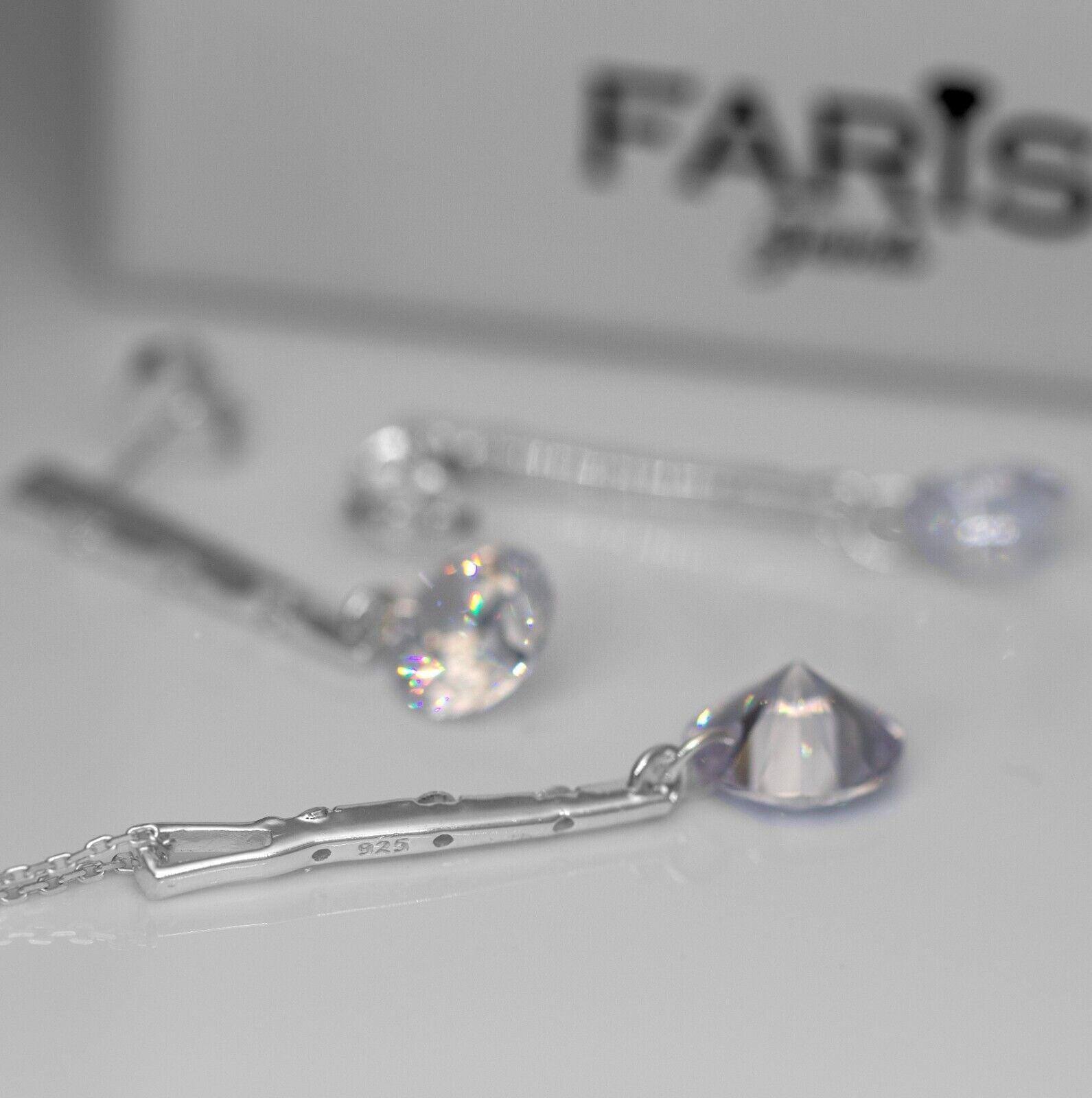 Diamond And Clear Quartz Sterling Silver Ladies Pendant Necklace Earrings Set