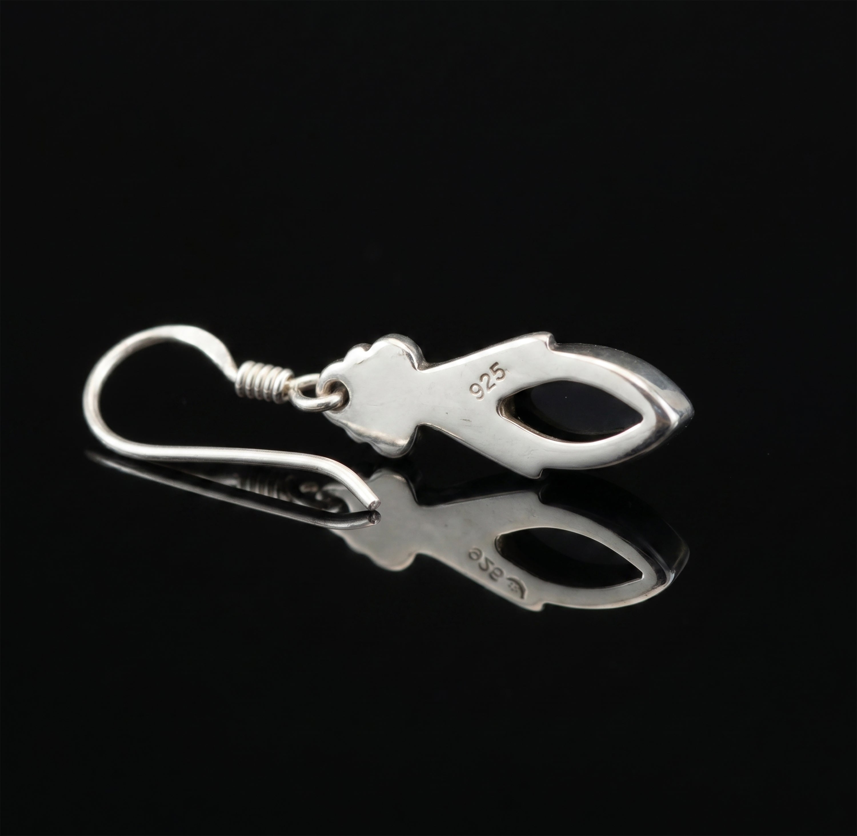 Sterling Silver 925 Ladies Marquise Gemstone Black Onyx Drop Dangle Earrings Jewellery Gift Jewelry