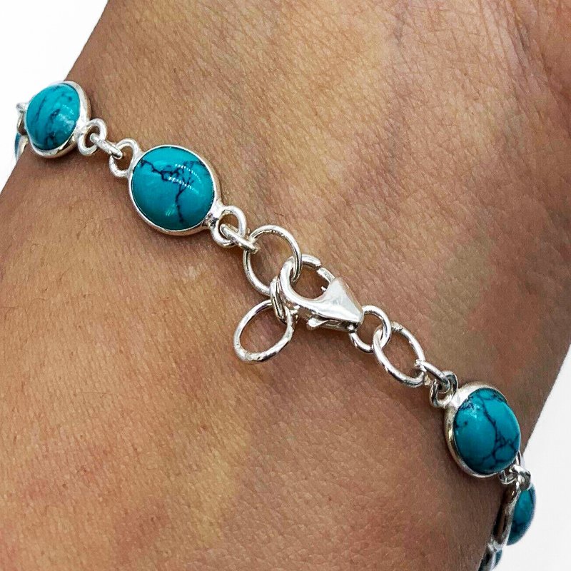Elegant Sterling Silver 925 Ladies Turquoise Designer Bracelet Bangle Gemstone
