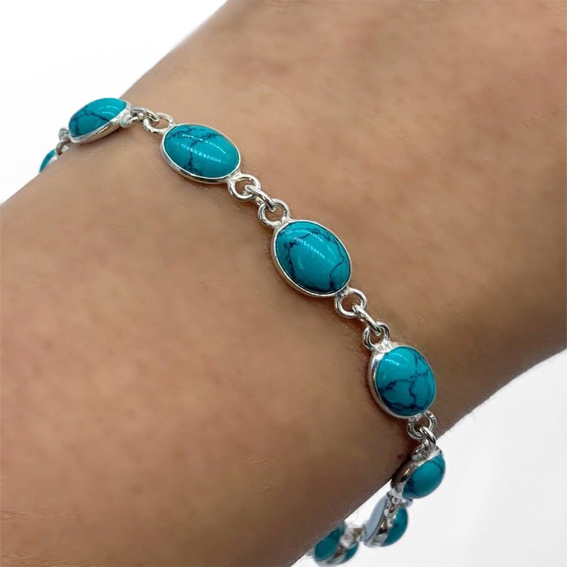 Elegant Sterling Silver 925 Ladies Turquoise Designer Bracelet Bangle Gemstone