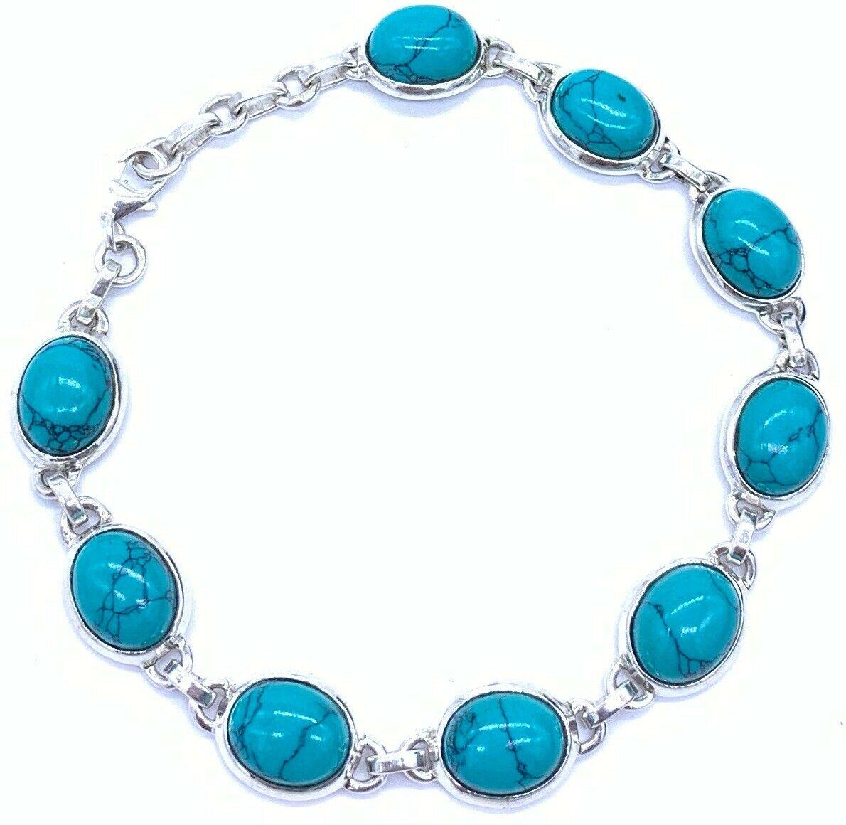 Genuine Designer Turquoise Sterling Silver 925 Ladies Bracelet Bangle Gemstone