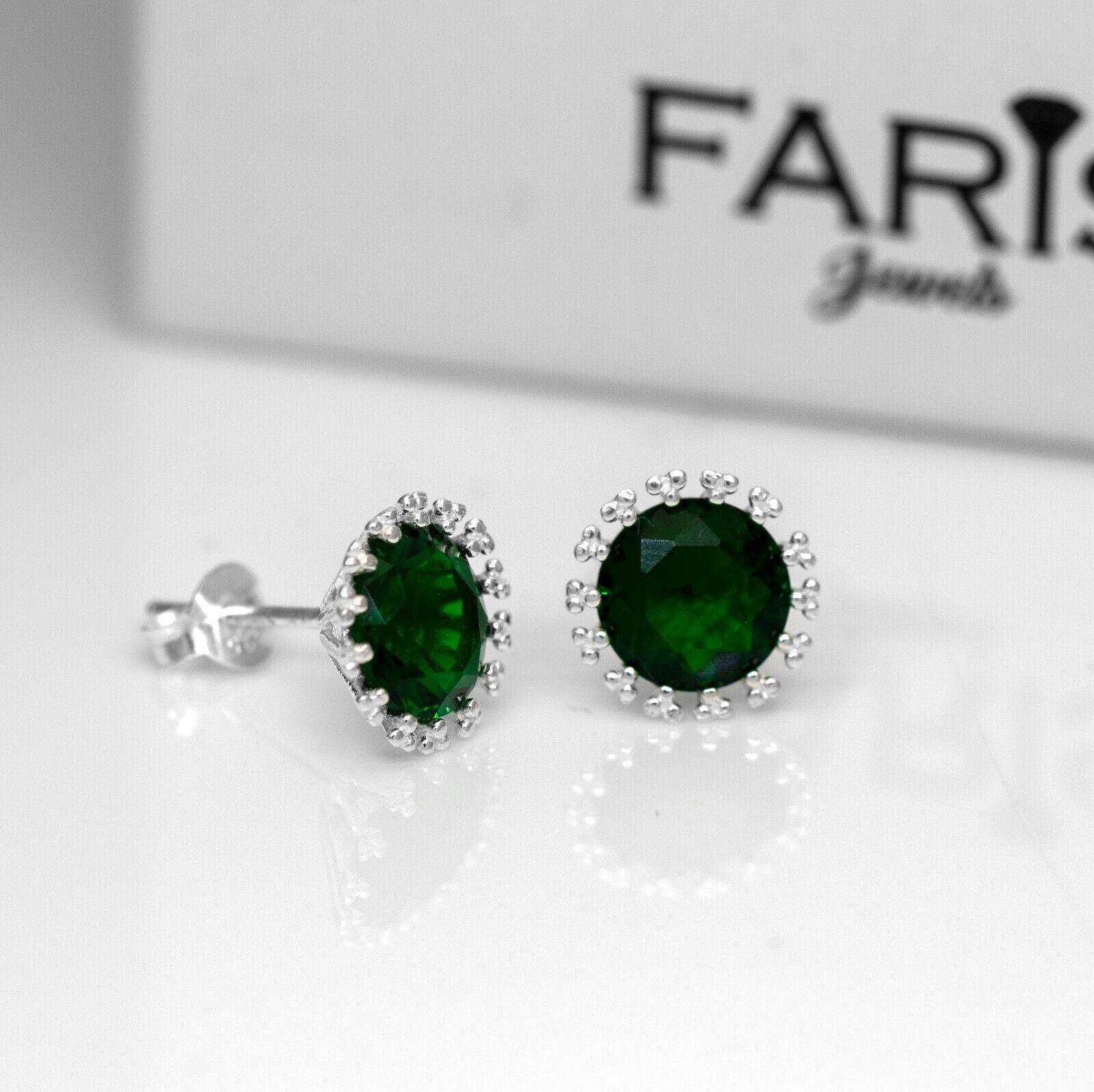 Buy Green Emerald Sterling Silver Ladies Pendant Necklace Earrings Set Jewellery Faris Jewels Faris Jewels