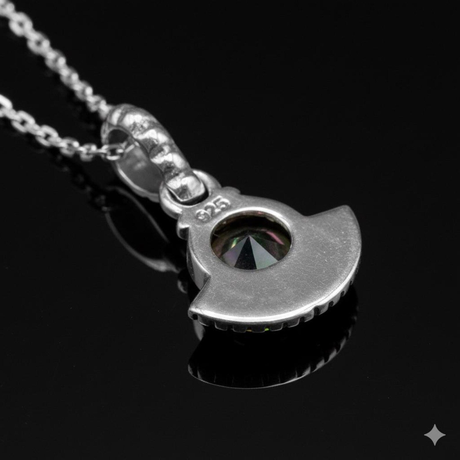 925 Sterling Silver Faceted Mystic Topaz Pendant Ladies Necklace Art Deco