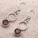 925 Sterling Silver Red Garnet Gemstone Round Cut Drop Dangle Ladies Earrings