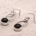 925 Sterling Silver Black Onyx Gemstone Round Cut Drop Dangle Ladies Earrings