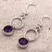 925 Sterling Silver Purple Amethyst Gemstone Round Cut Drop Dangle Ladies Earrings