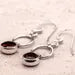 925 Sterling Silver Red Garnet Gemstone Round Cut Drop Dangle Ladies Earrings