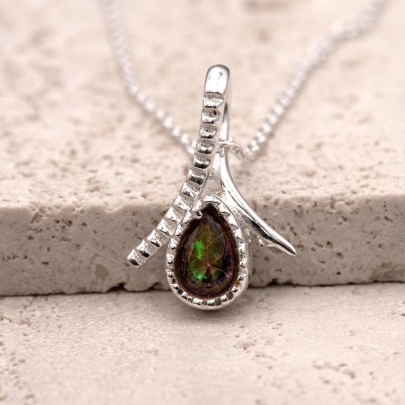 925 Sterling Silver Teardrop Mystic Topaz Gemstone Ladies Pendant Necklace