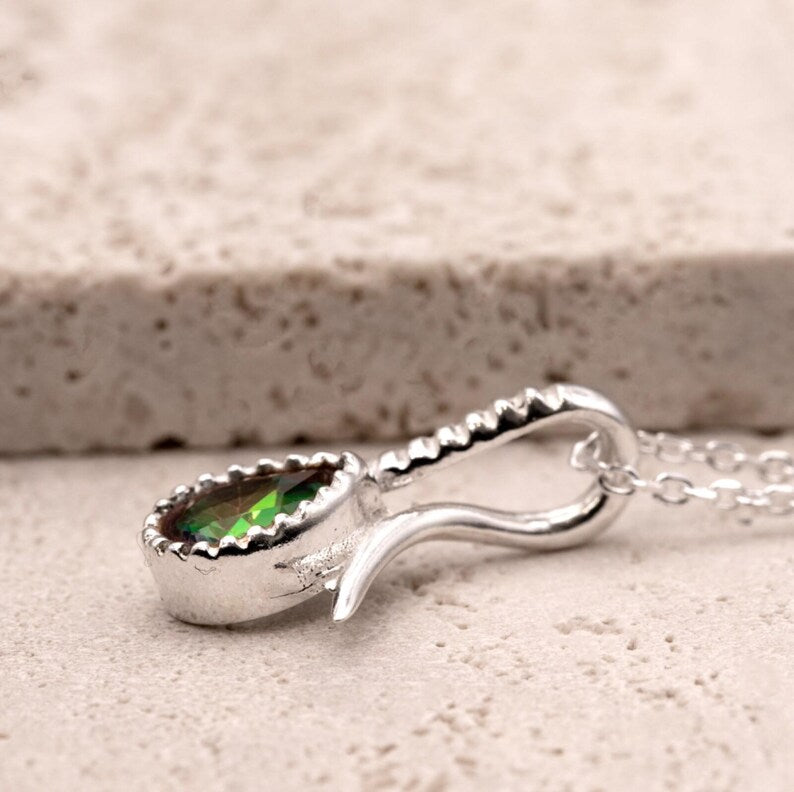 925 Sterling Silver Teardrop Mystic Topaz Gemstone Ladies Pendant Necklace