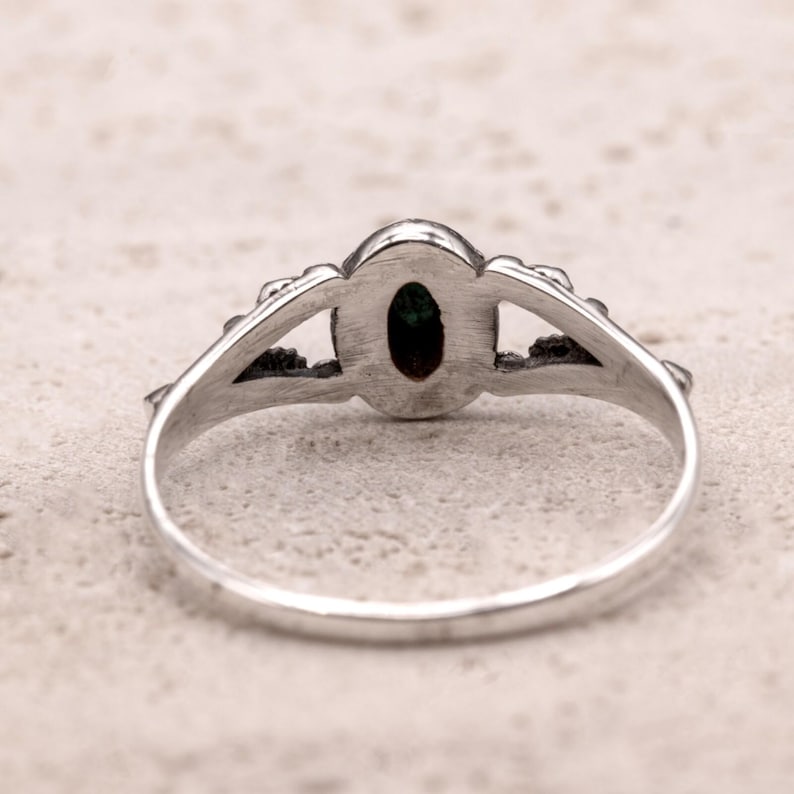 925 Sterling Silver Ladies Vintage Style Ring Turquoise Gemstone Boho Design