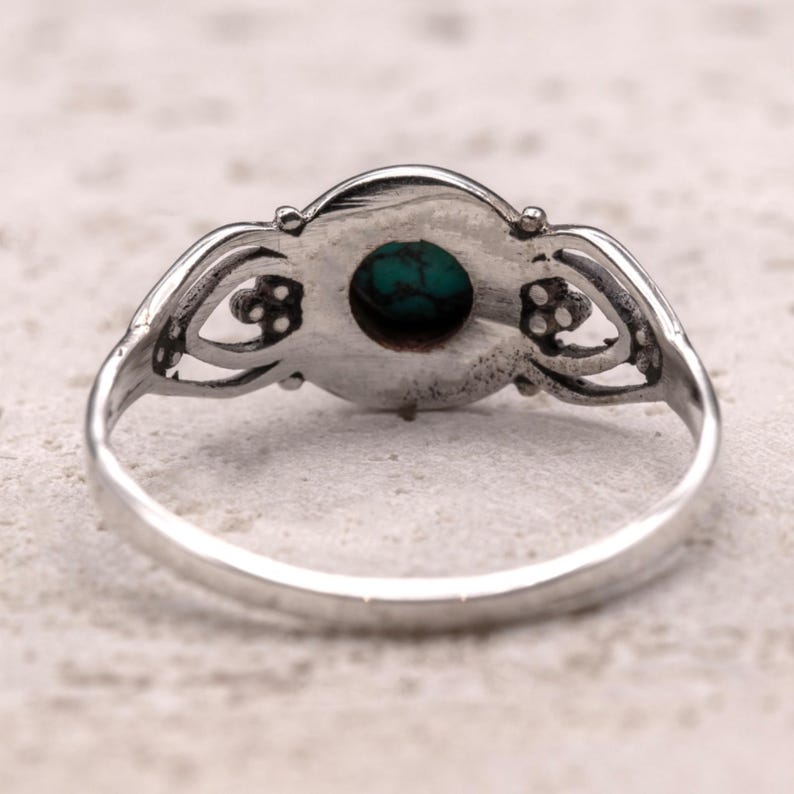 925 Sterling Silver Vintage Style Turquoise Gemstone Ring Filigree Statement