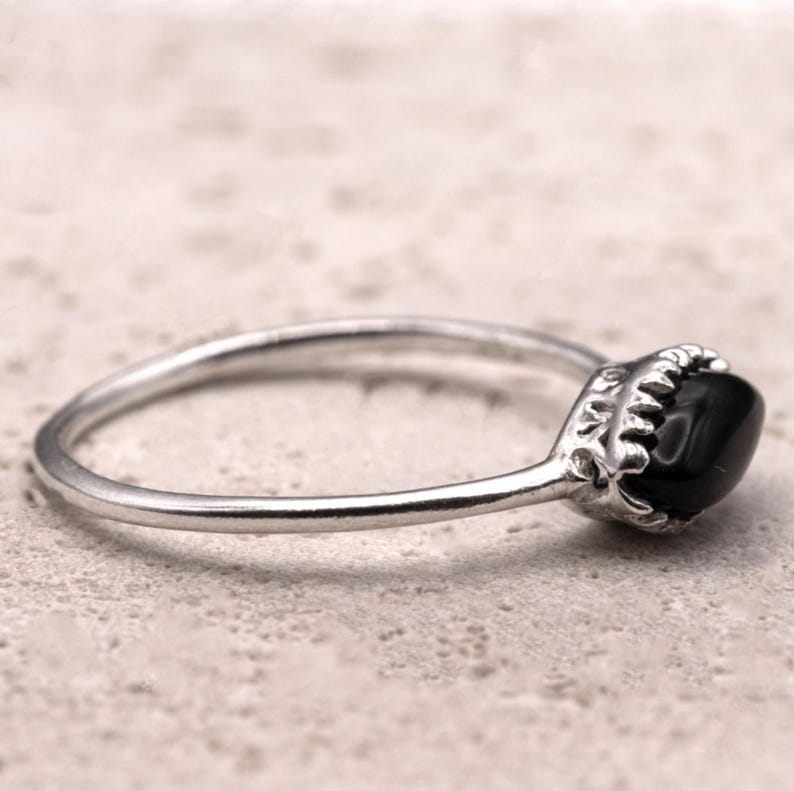 925 Sterling Silver Marquise Black Onyx Ring Ladies Southwest Boho Jewellery