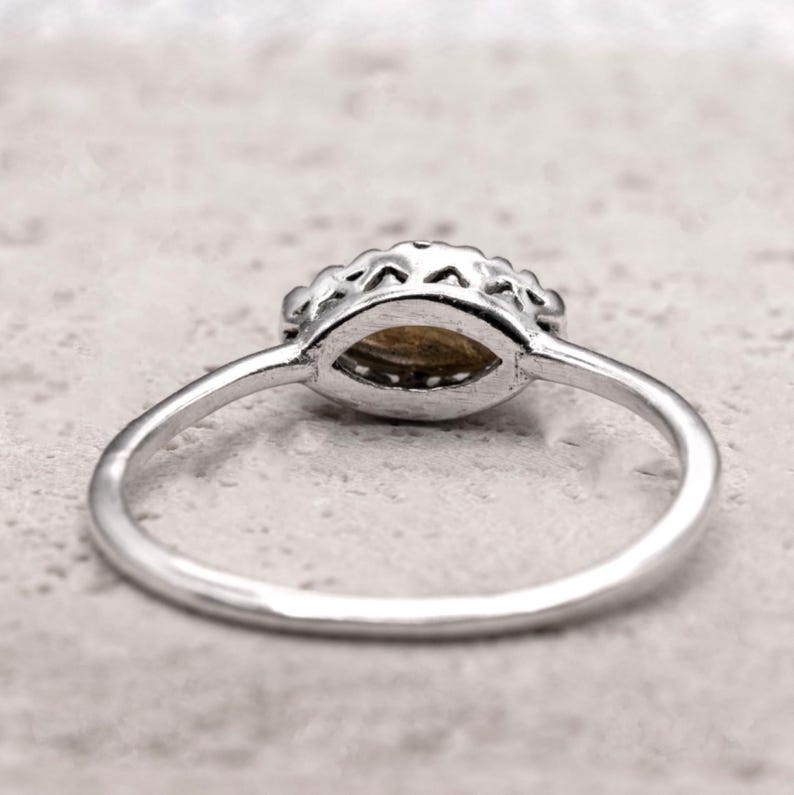 925 Sterling Silver Marquise Labradorite Ring Ladies Southwest Boho Jewellery