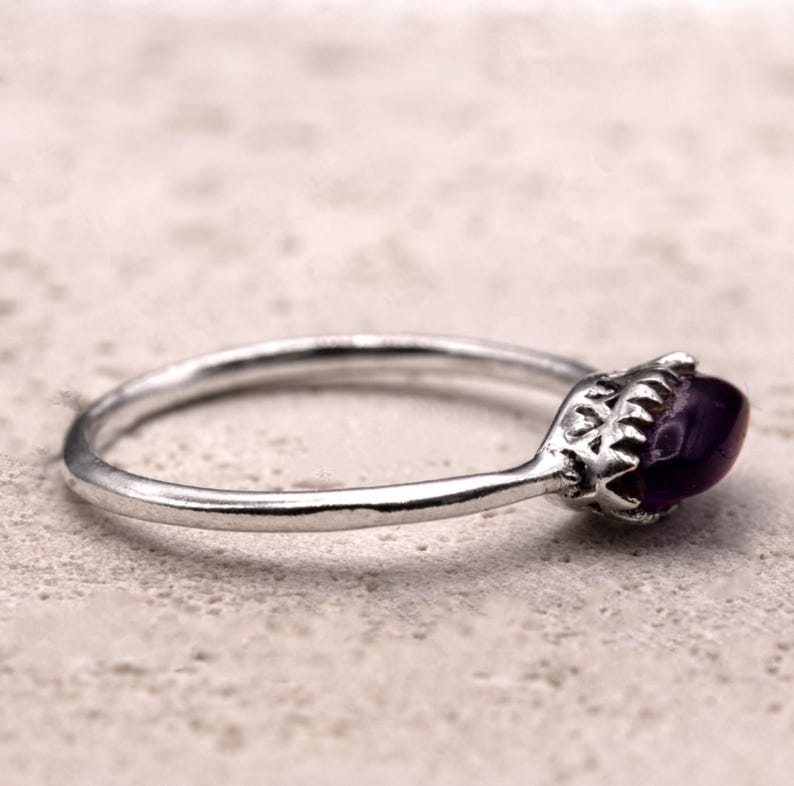 925 Sterling Silver Marquise Purple Amethyst Ring Ladies Southwest Boho Gift