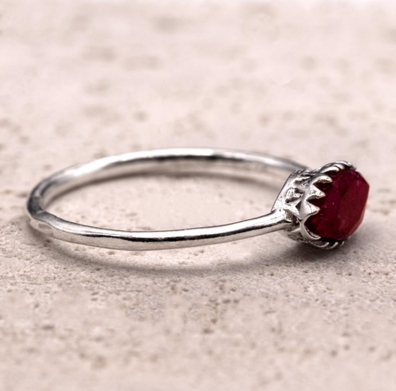 925 Sterling Silver Marquise Red Ruby Ring Ladies Southwest Boho Gift