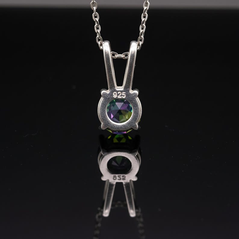 925 Sterling Silver Faceted Mystic Topaz Gemstone Ladies Pendant Necklace