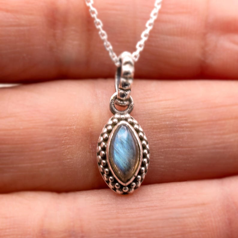 Sterling Silver 925 Natural Marquise Purple Amethyst Pendant Necklace Ladies Jewellery