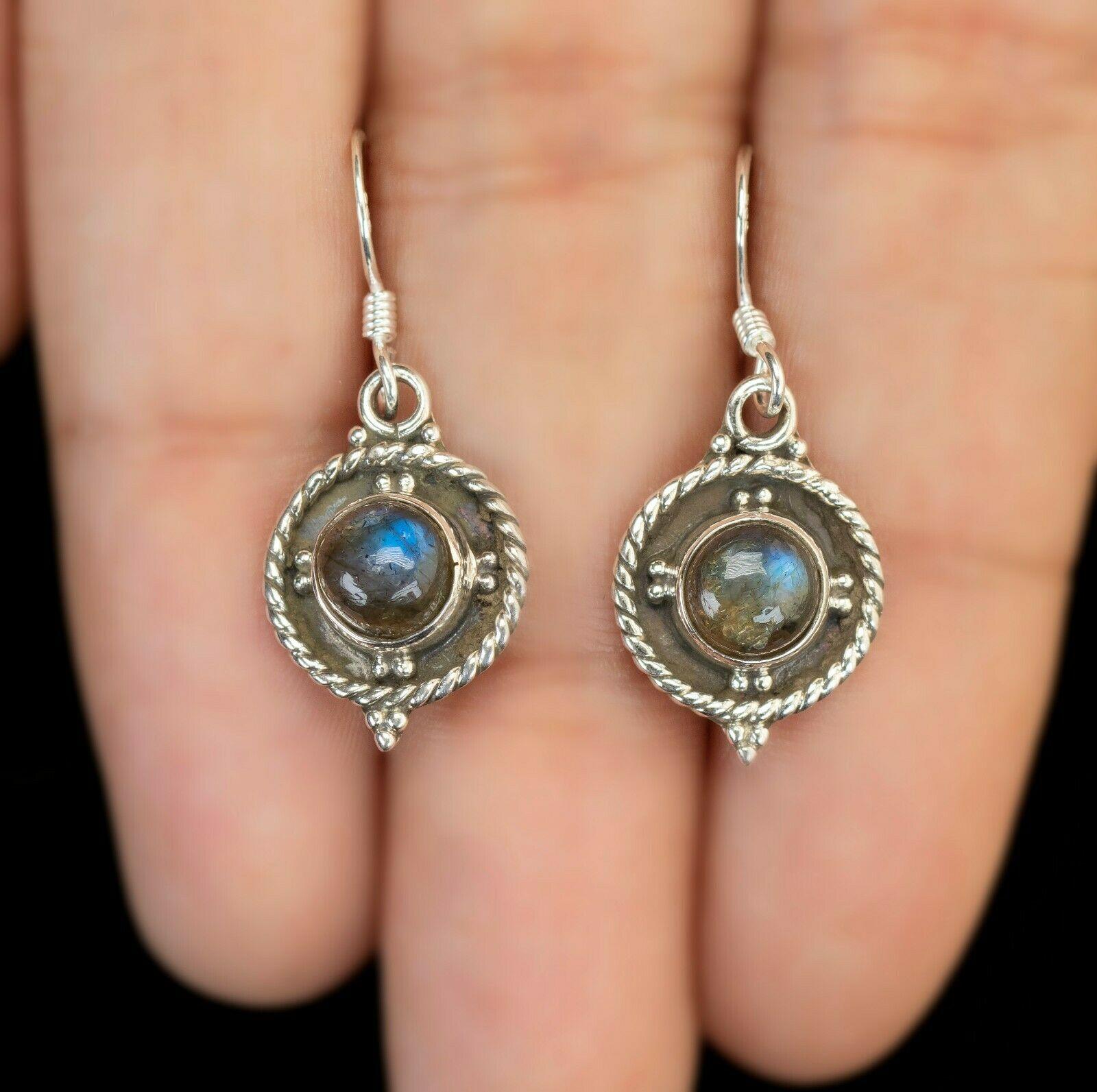 Labradorite Gemstone 925 Sterling Silver Designer Drop Dangle Earrings Jewellery