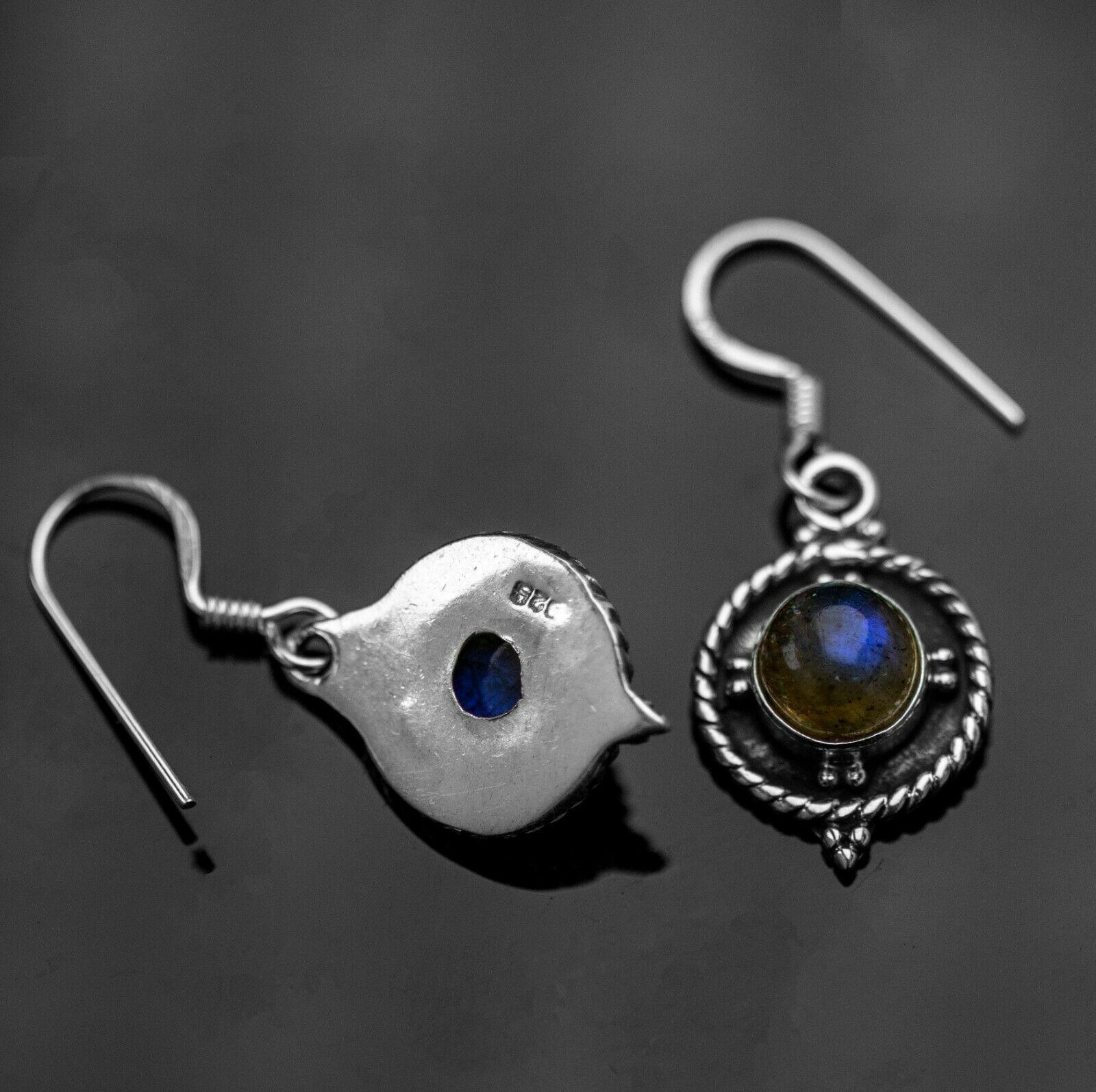Labradorite Gemstone 925 Sterling Silver Designer Drop Dangle Earrings Jewellery