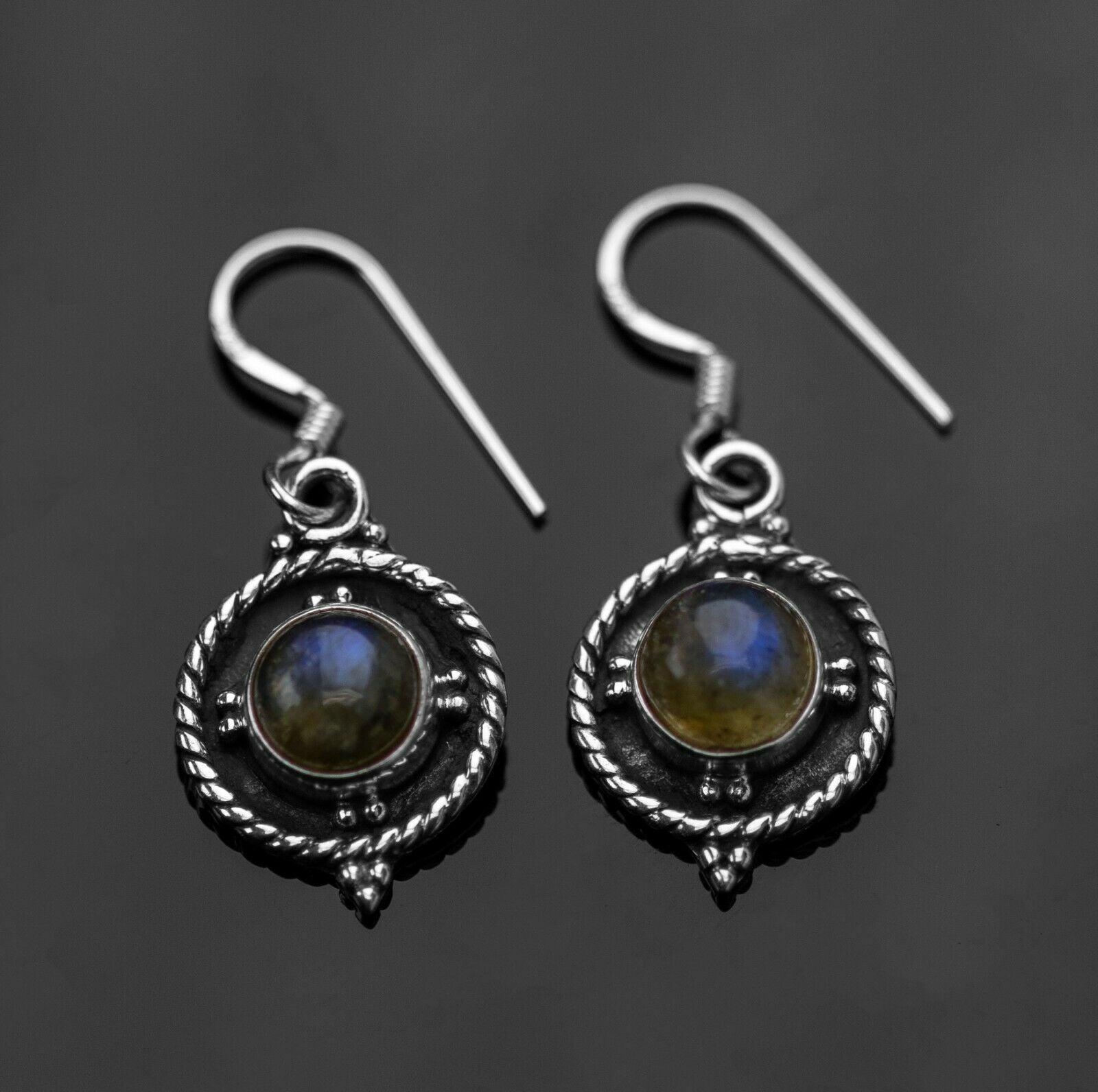 Labradorite Gemstone 925 Sterling Silver Designer Drop Dangle Earrings Jewellery