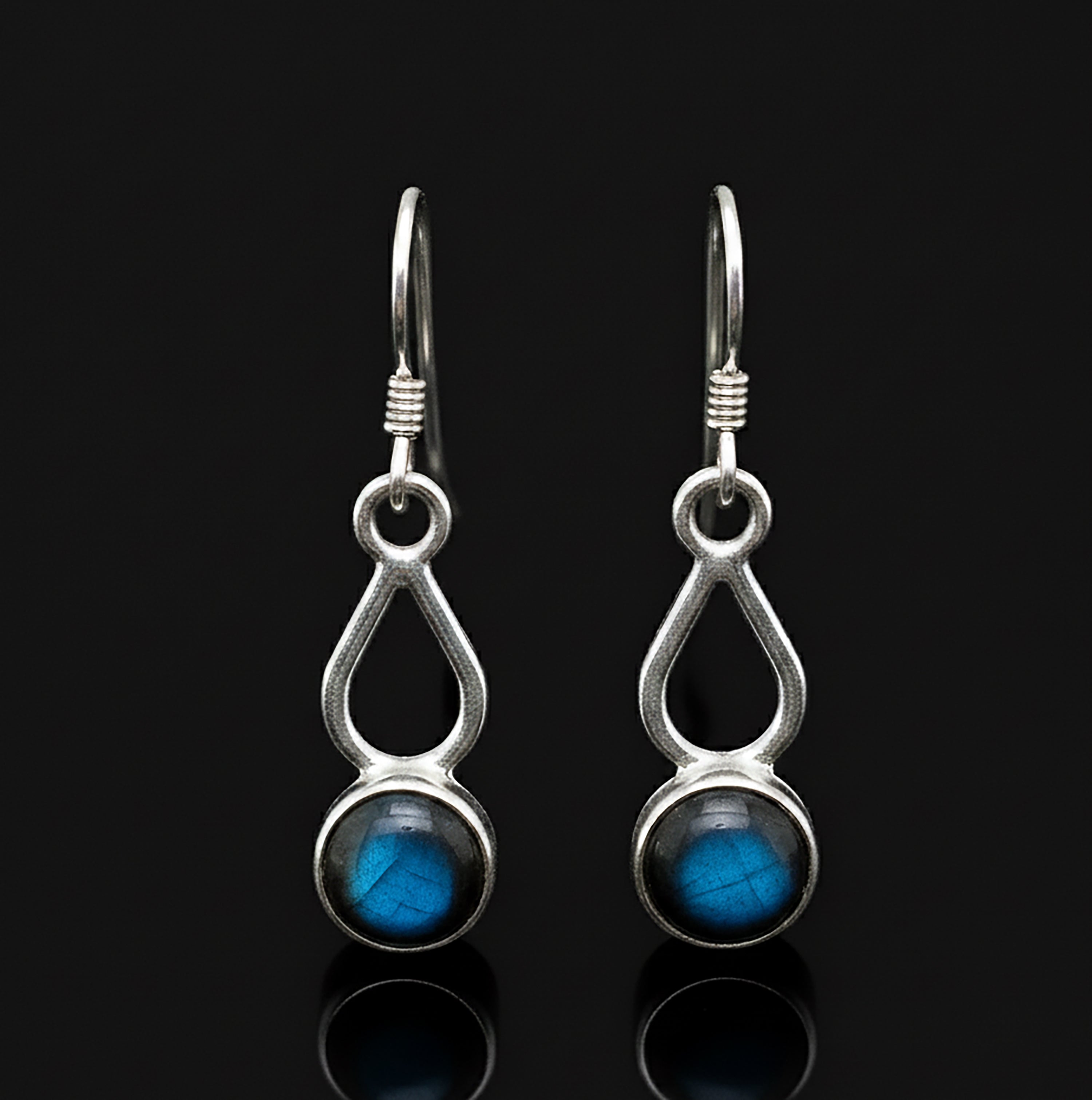 Sterling Silver Natural Labradorite Gemstone Drop Dangle Ladies Earrings