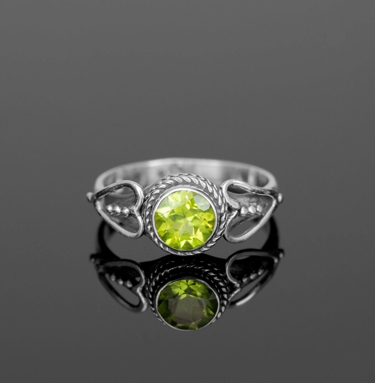 Ladies 925 Sterling Silver Garnet Topaz Amethyst Peridot Gemstone Heart Ring