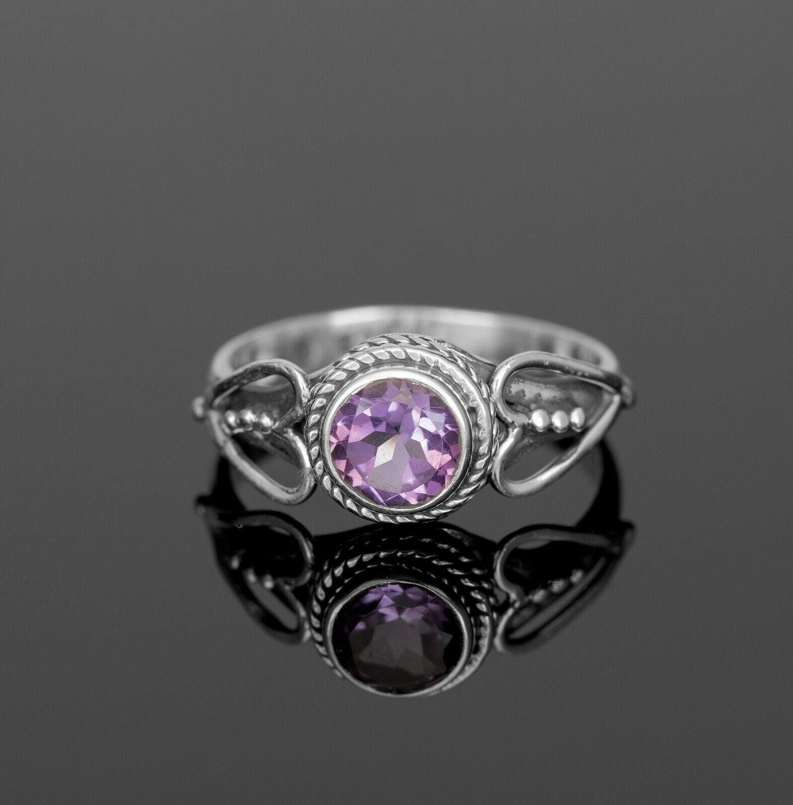 Ladies 925 Sterling Silver Garnet Topaz Amethyst Peridot Gemstone Heart Ring