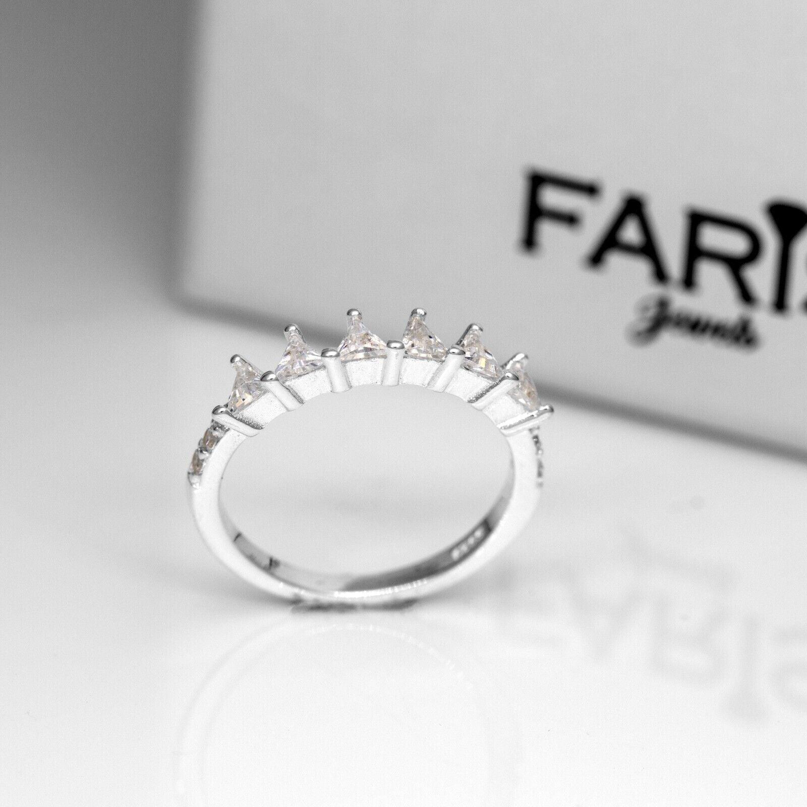 Ladies 925 Sterling Silver Simulated Diamond Crown Stacking Ring Jewellery Gift