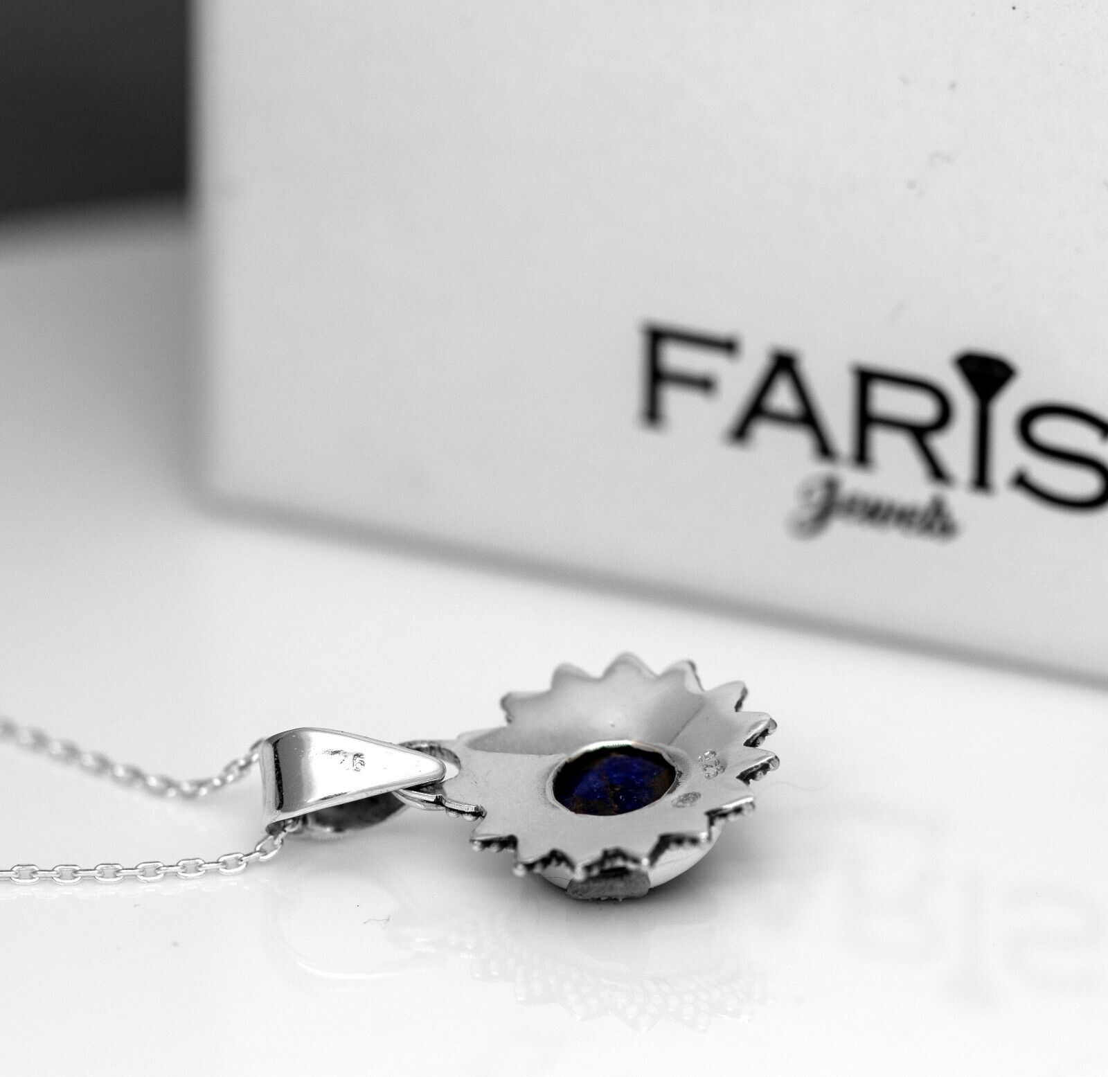 Lapis Lazuli 925 Sterling Silver Gemstone Sun Pendant Necklace Jewellery Gift