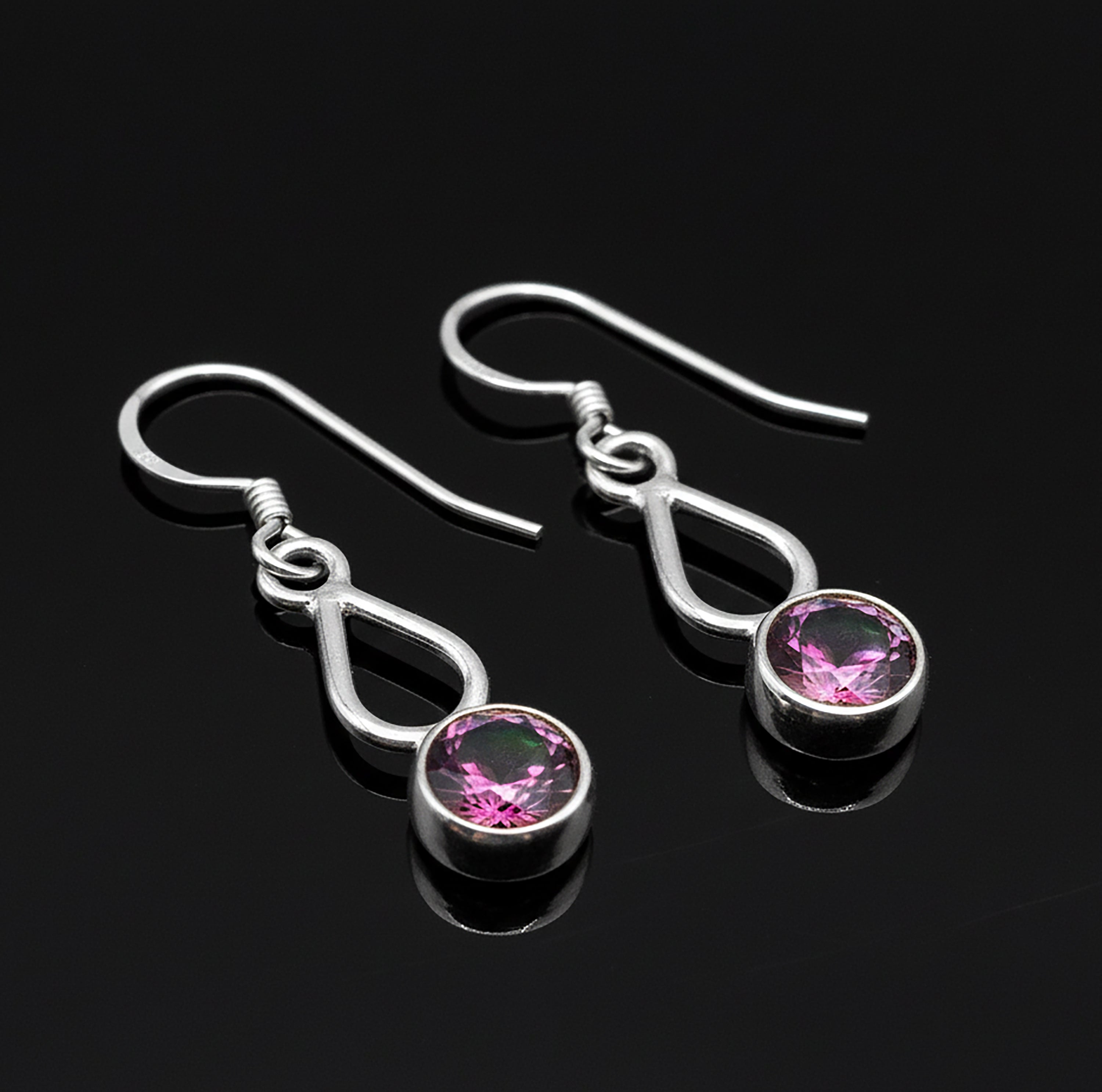 Sterling Silver Faceted Mystic Topaz Gemstone Drop Dangle Ladies Earrings