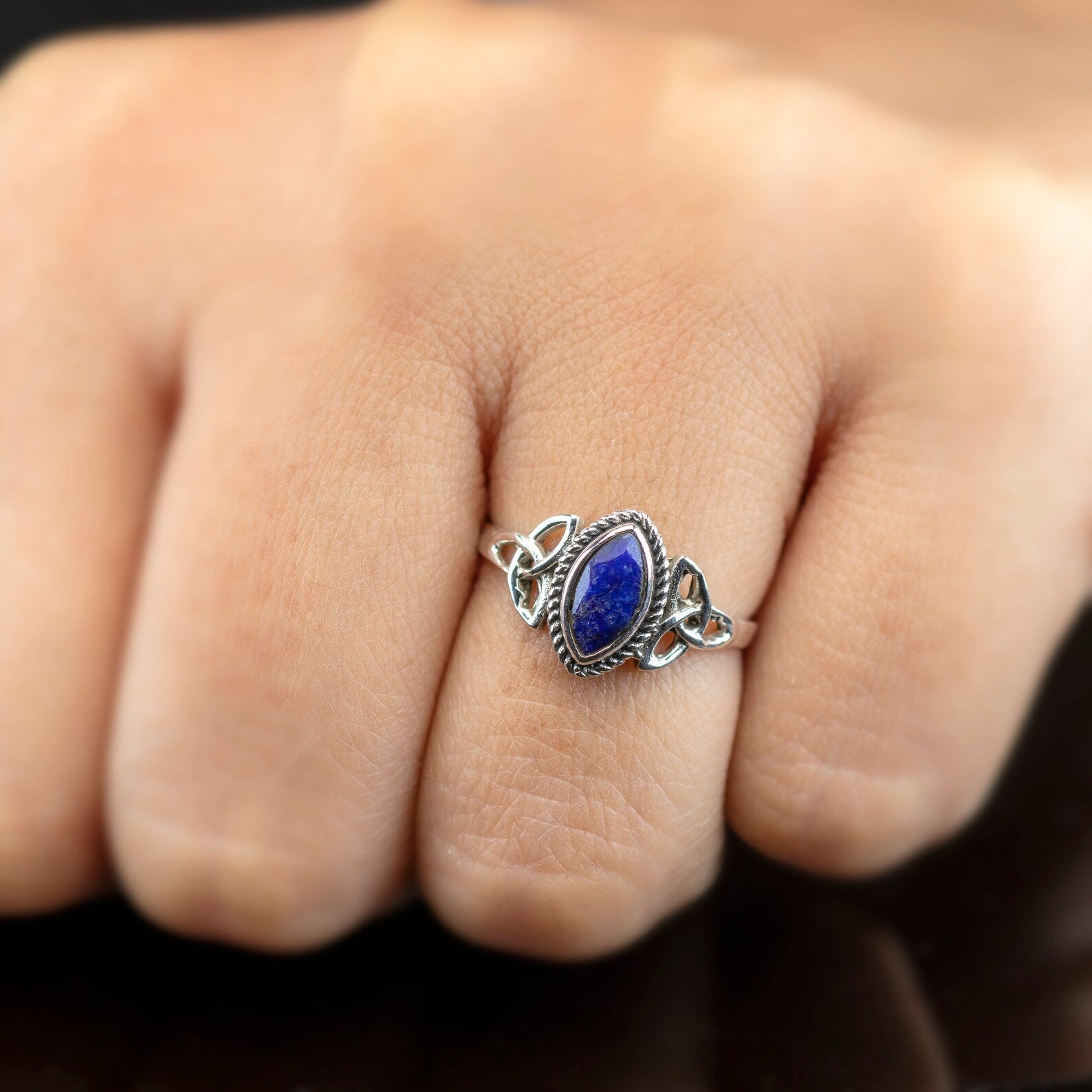 Marquise Blue Sapphire 925 Sterling Silver Gemstone Ladies Ring Jewellery Gift Boxed Jewelery