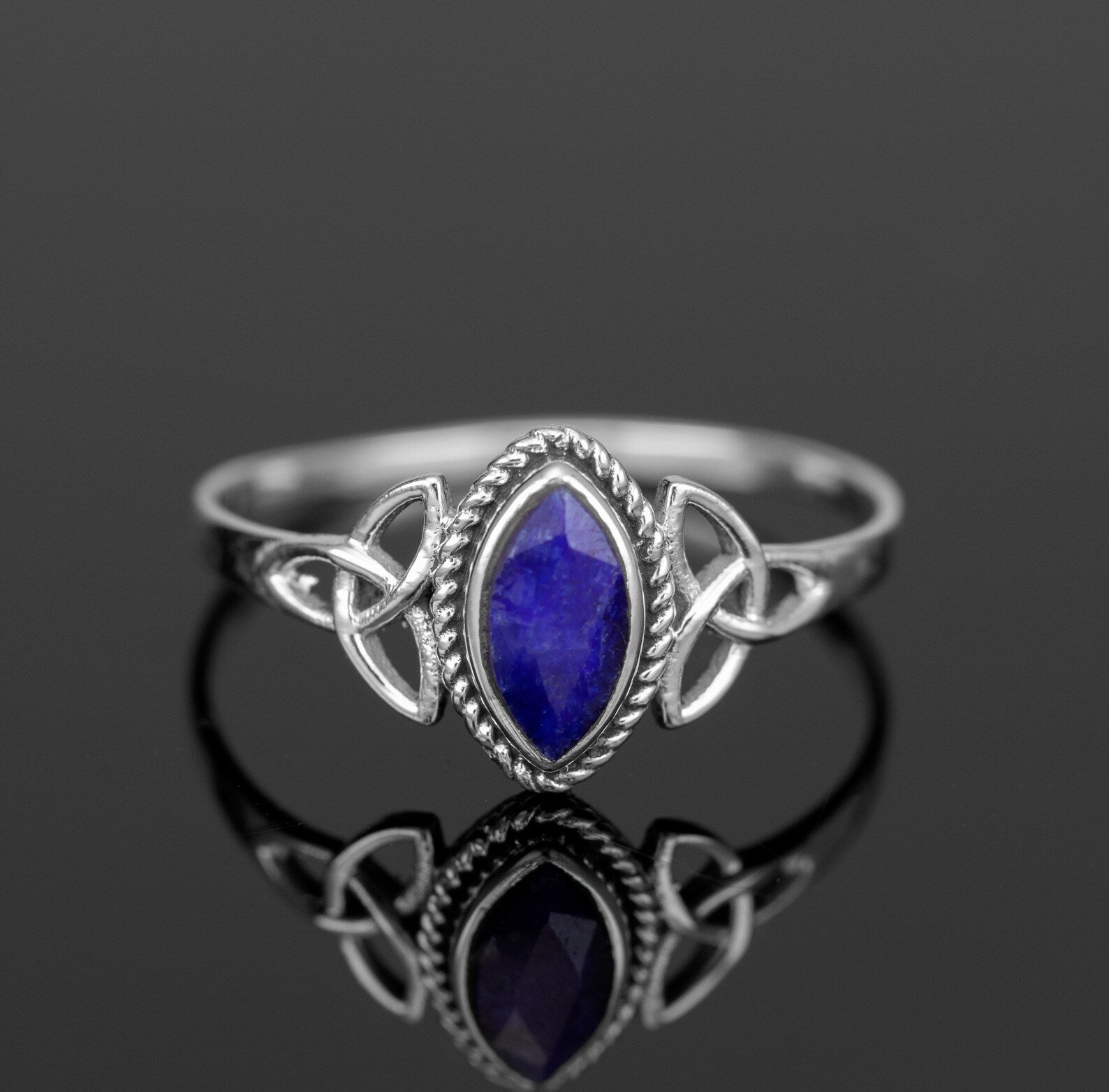 Marquise Blue Sapphire 925 Sterling Silver Gemstone Ladies Ring Jewellery Gift Boxed Jewelery