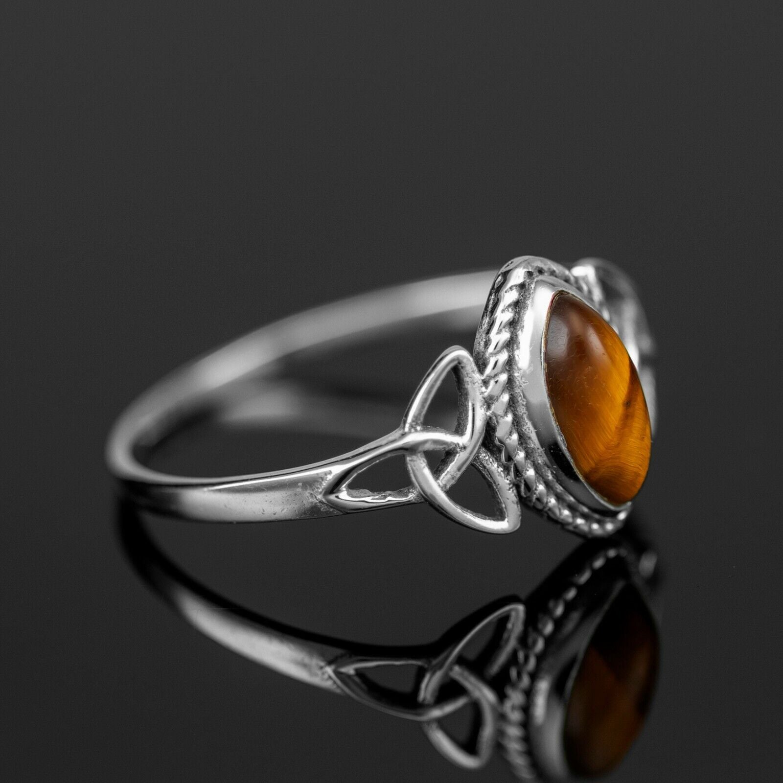Marquise Brown Tiger's Eye 925 Sterling Silver Gemstone Ladies Ring Jewellery Gift Boxed Jewelery