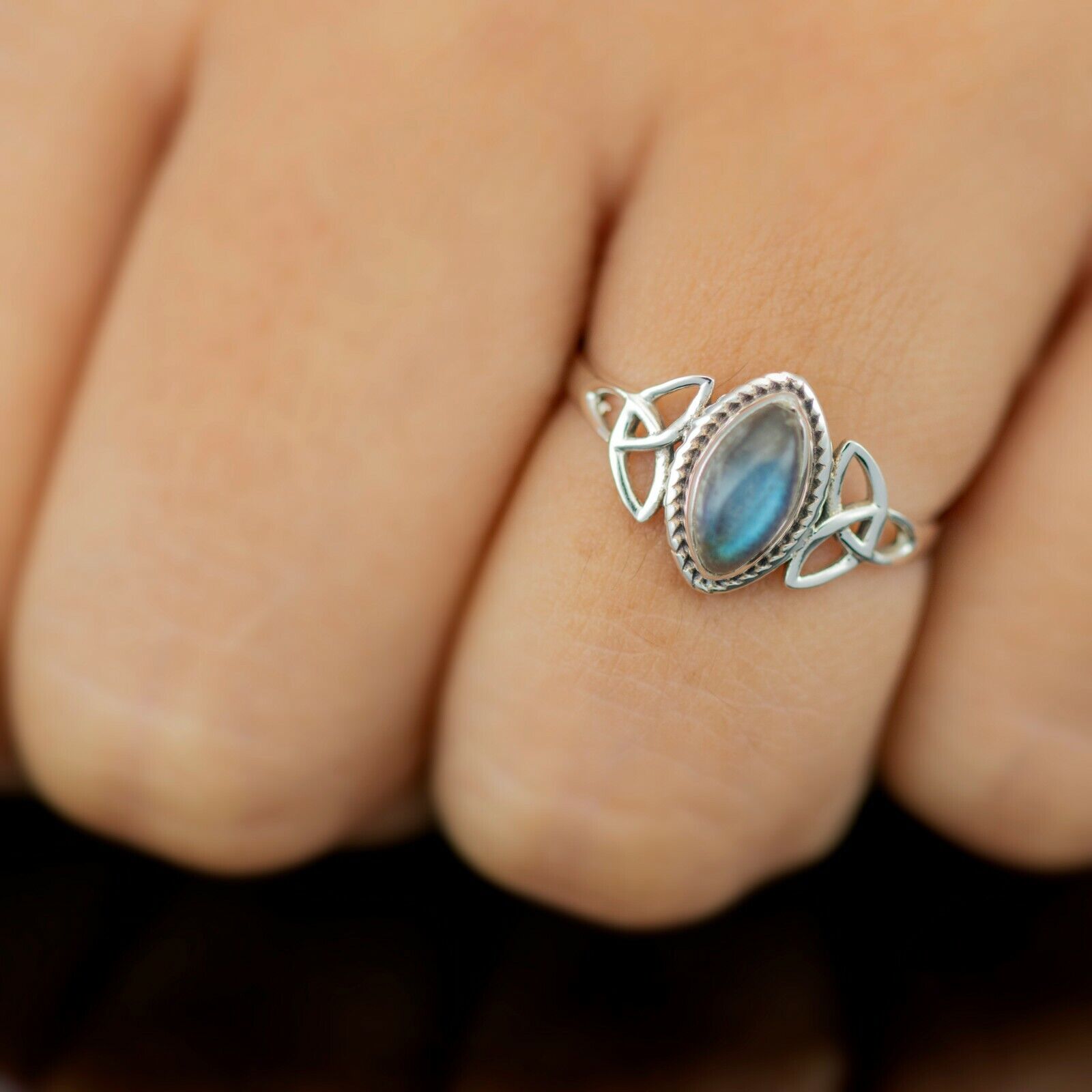 Marquise Labradorite 925 Sterling Silver Gemstone Ladies Ring Jewellery Gift Boxed Jewelery