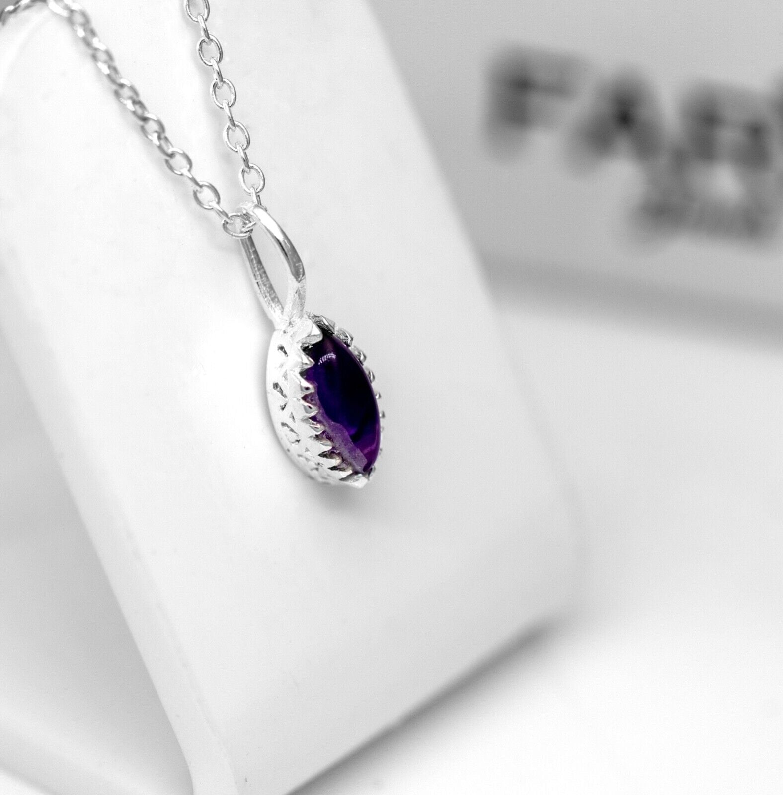 Marquise Purple Amethyst Sterling Silver 925 Pendant Necklace Ladies Jewellery