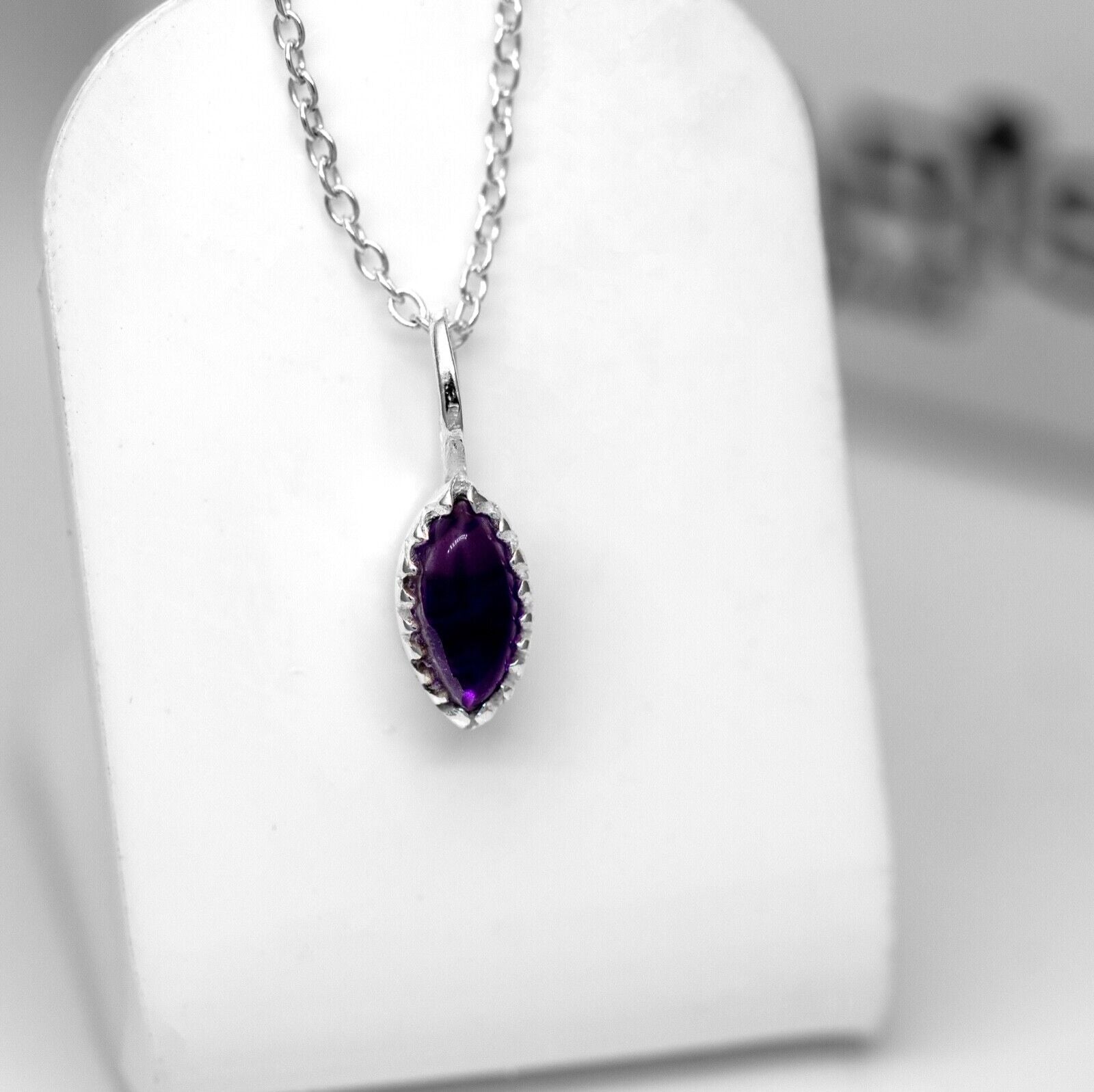 Marquise Purple Amethyst Sterling Silver 925 Pendant Necklace Ladies Jewellery