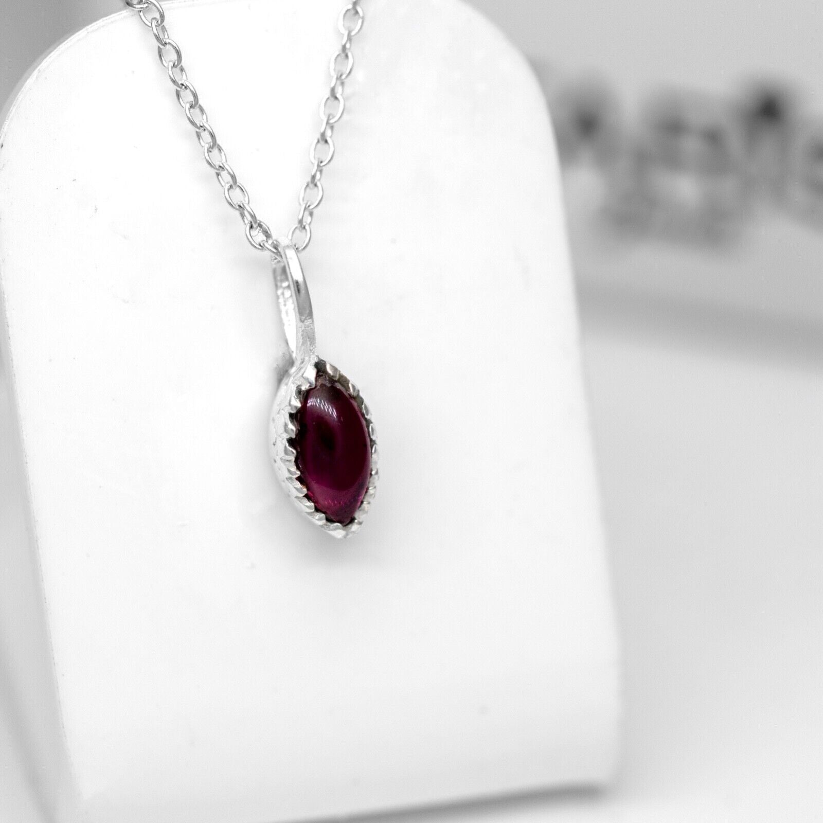925 Sterling Silver Red Garnet Pear Gemstone Ring - Handmade, Bezel Set, Gift Boxed - Faris Jewels