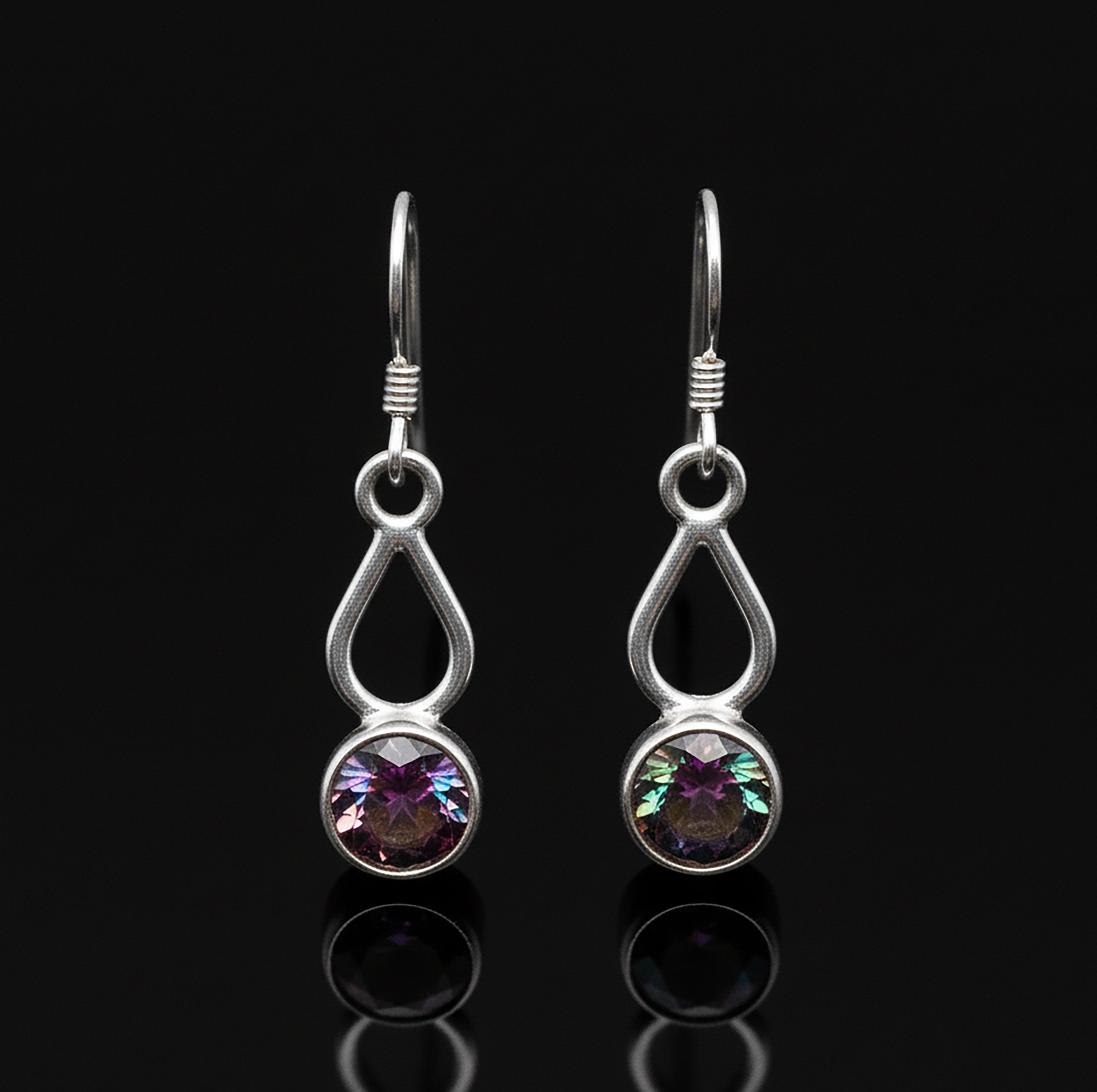 Sterling Silver Faceted Mystic Topaz Gemstone Drop Dangle Ladies Earrings