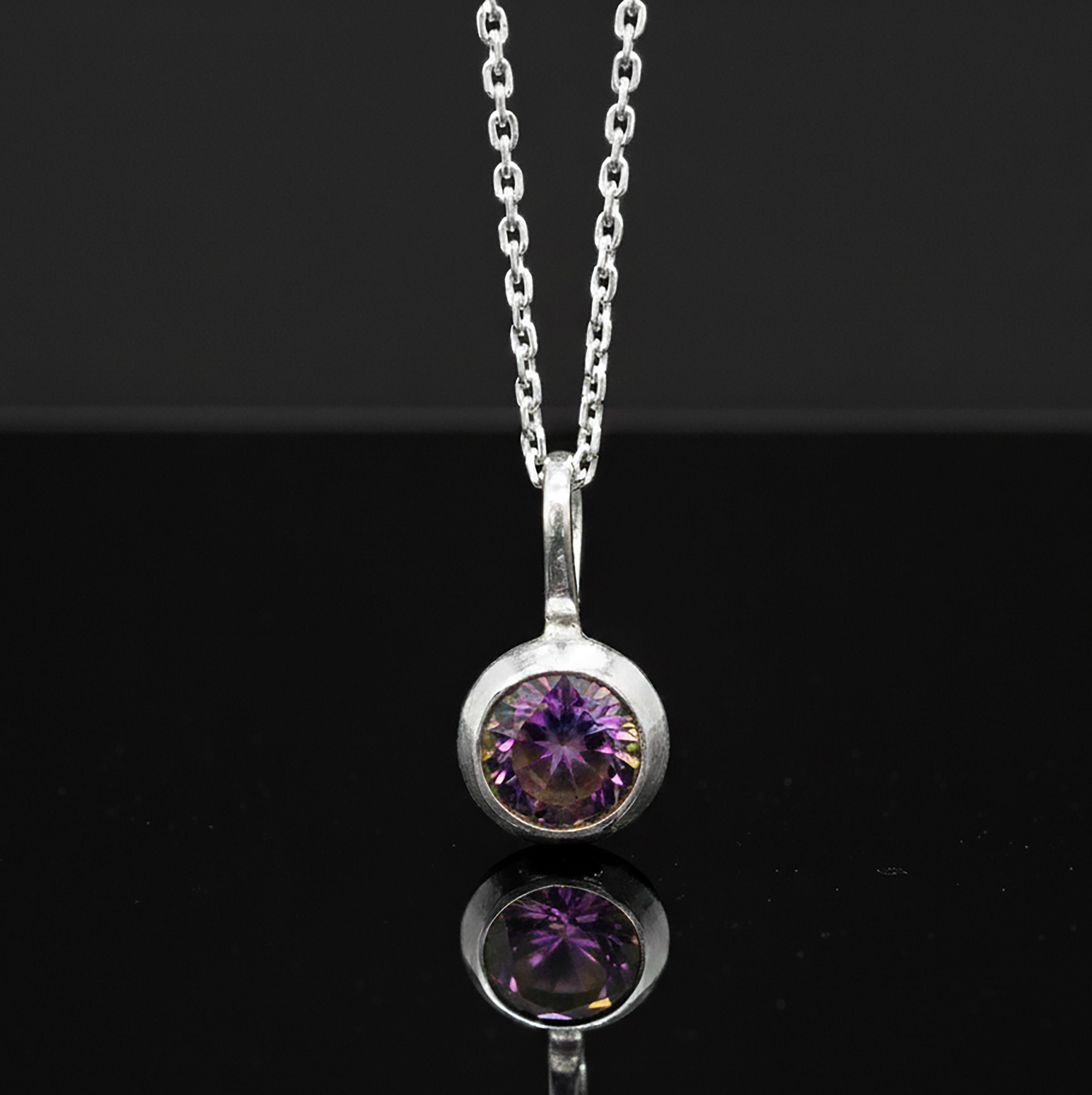 925 Sterling Silver Faceted Mystic Topaz Gemstone Ladies Pendant