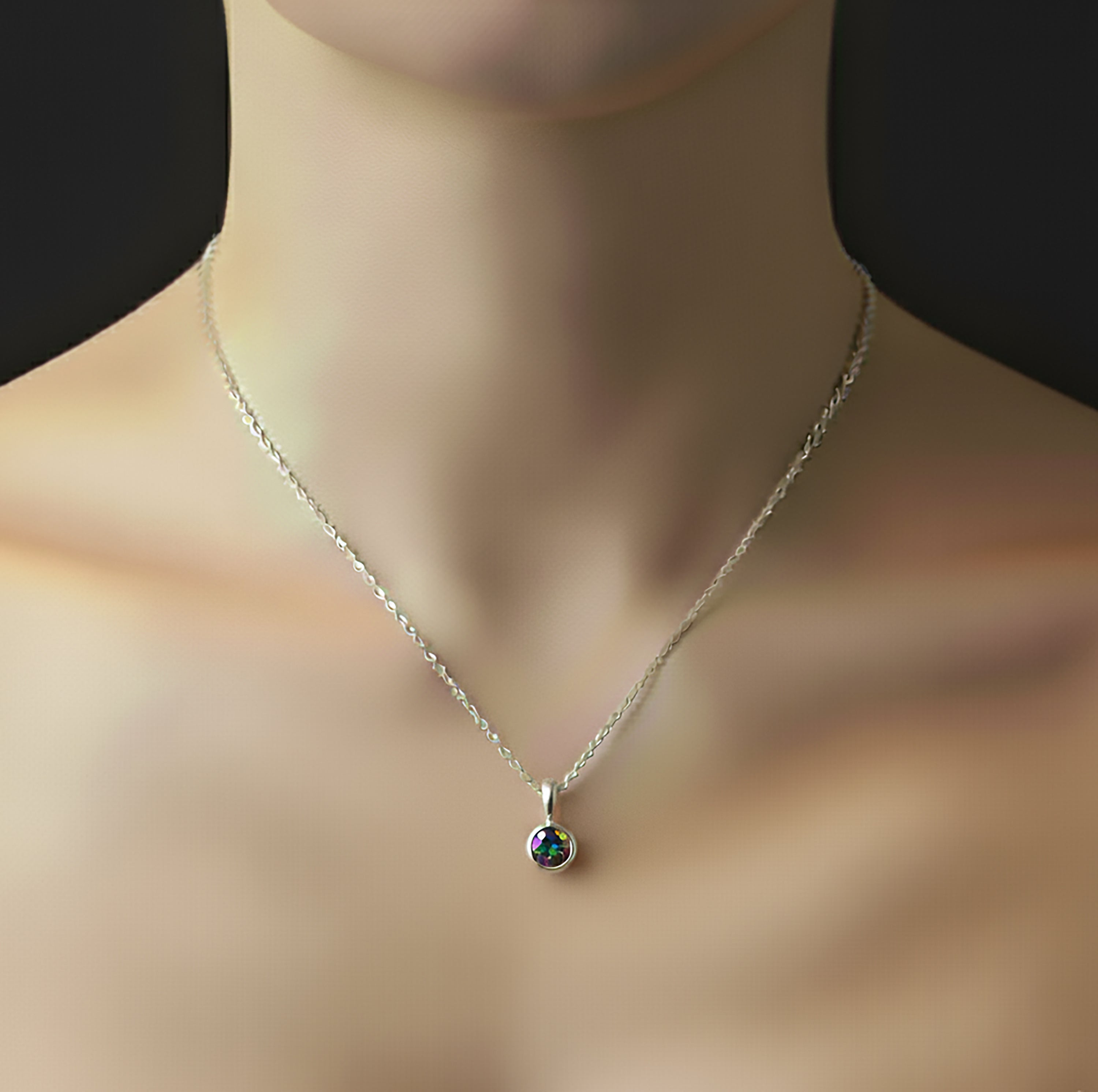 925 Sterling Silver Faceted Mystic Topaz Gemstone Ladies Pendant